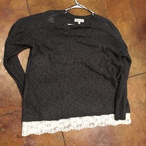 Gray sweater with lace. Boutique brand!